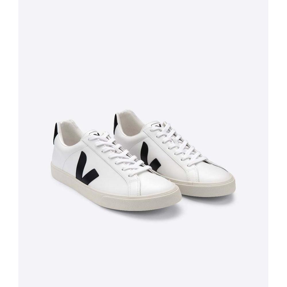 Men's Veja ESPLAR LEATHER Sneakers White/Black | ZA 306LIS